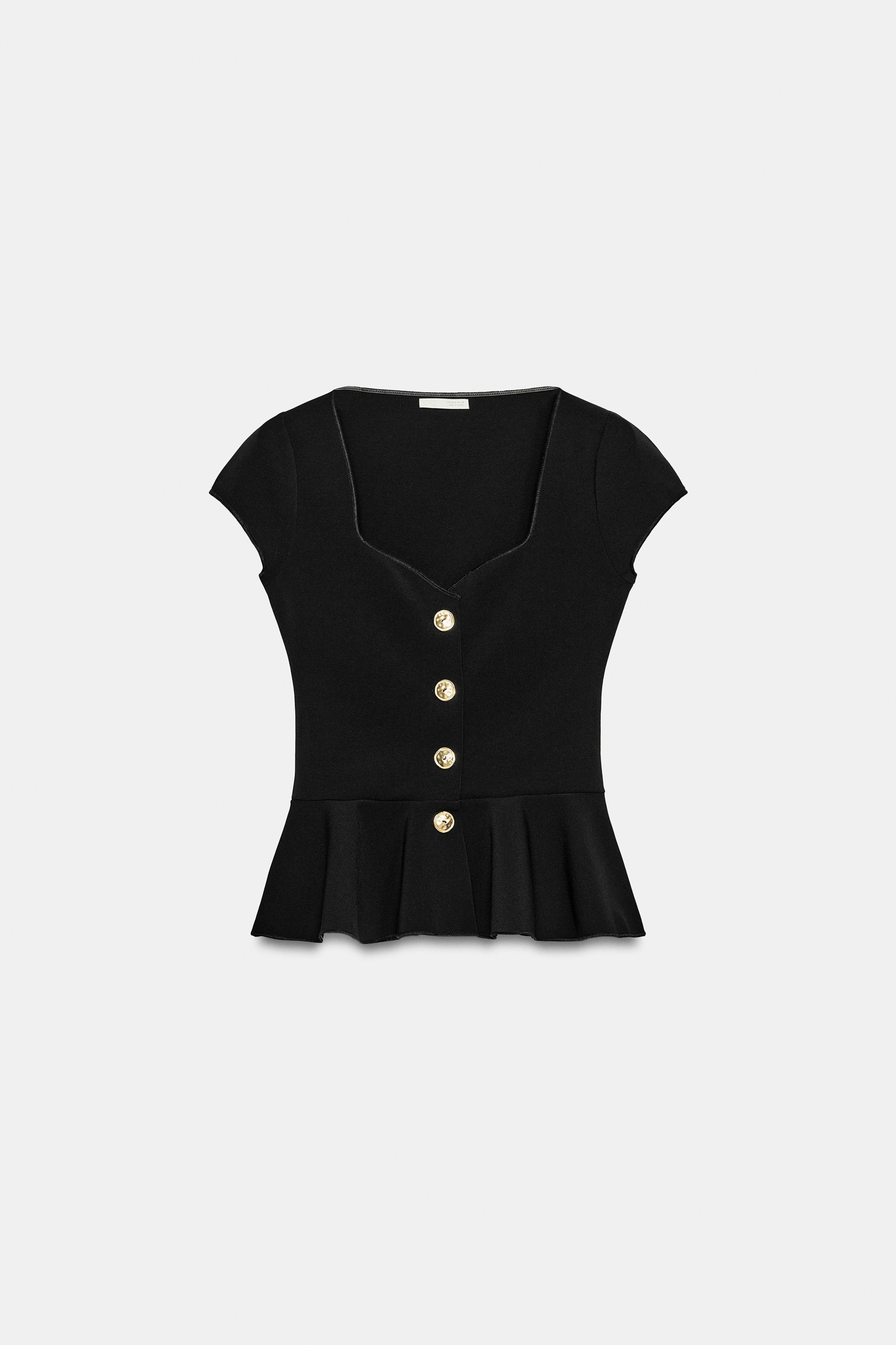 BUTTONED PEPLUM TOP